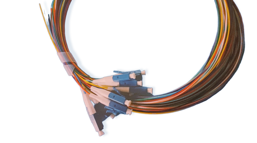 Häntäkuitu(SM)LC/UPC,9/125um,0.9mm,1.0m,G657A1,semitight tube buffer, 12 x värikoodattu