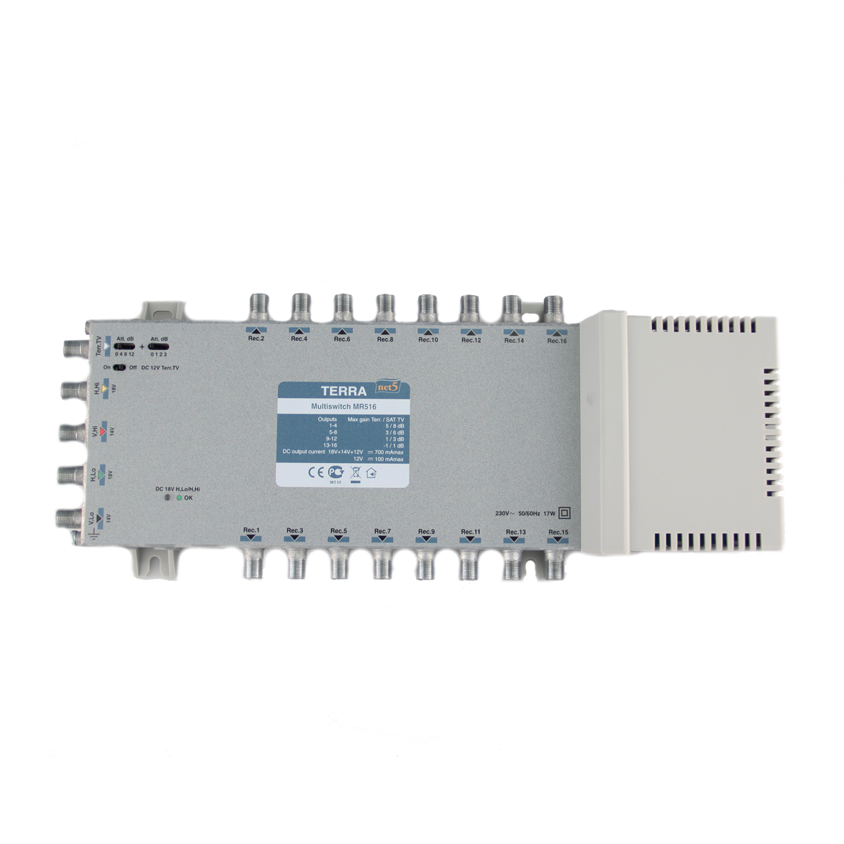 Multiswitch 4xSAT+terrestrial, 16-lähtöä