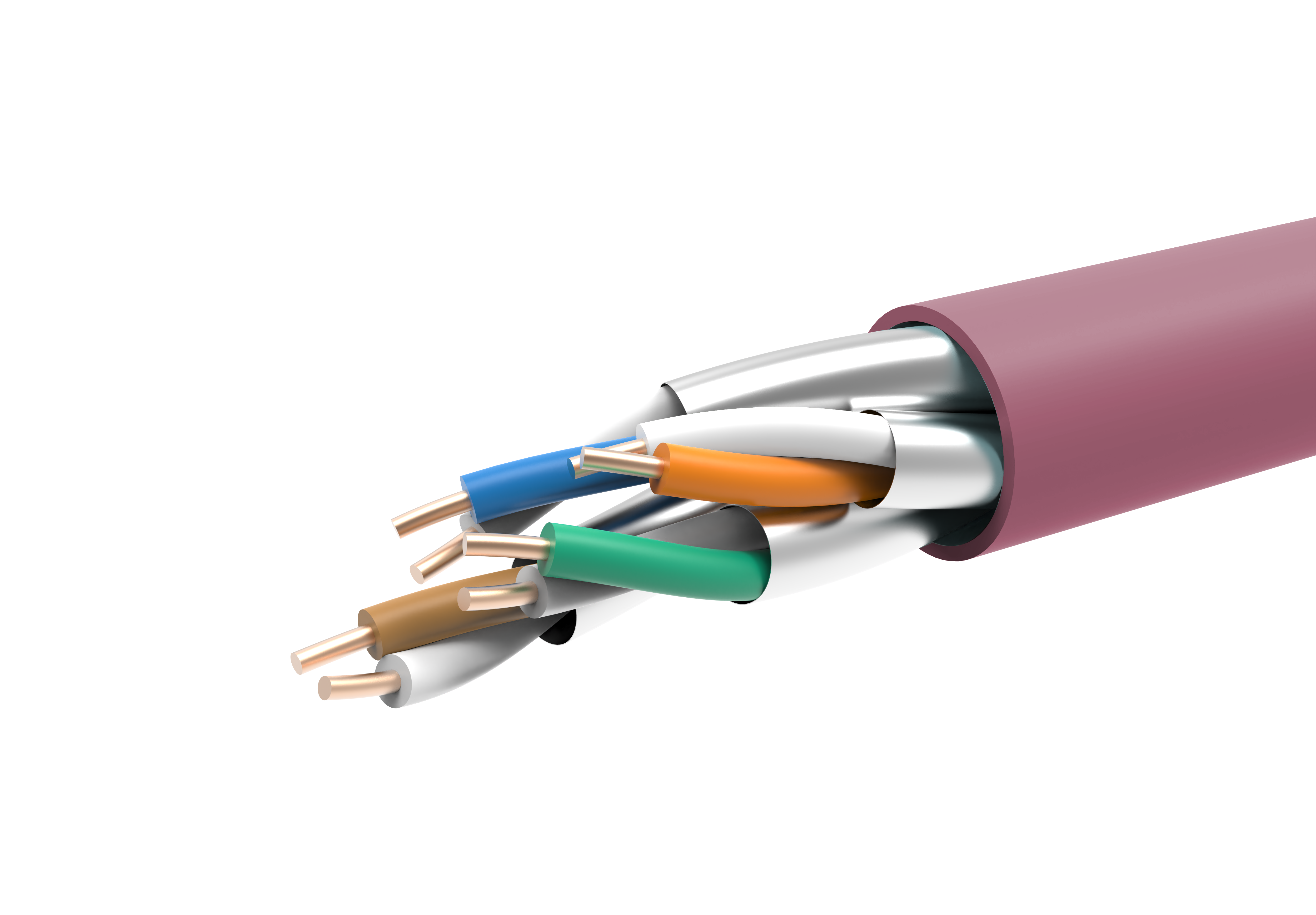 Datakaapeli CAT6A U/FTP simplex 1x4 parinen 26AWG LSZH lila, Cca, s1a, d1, a1