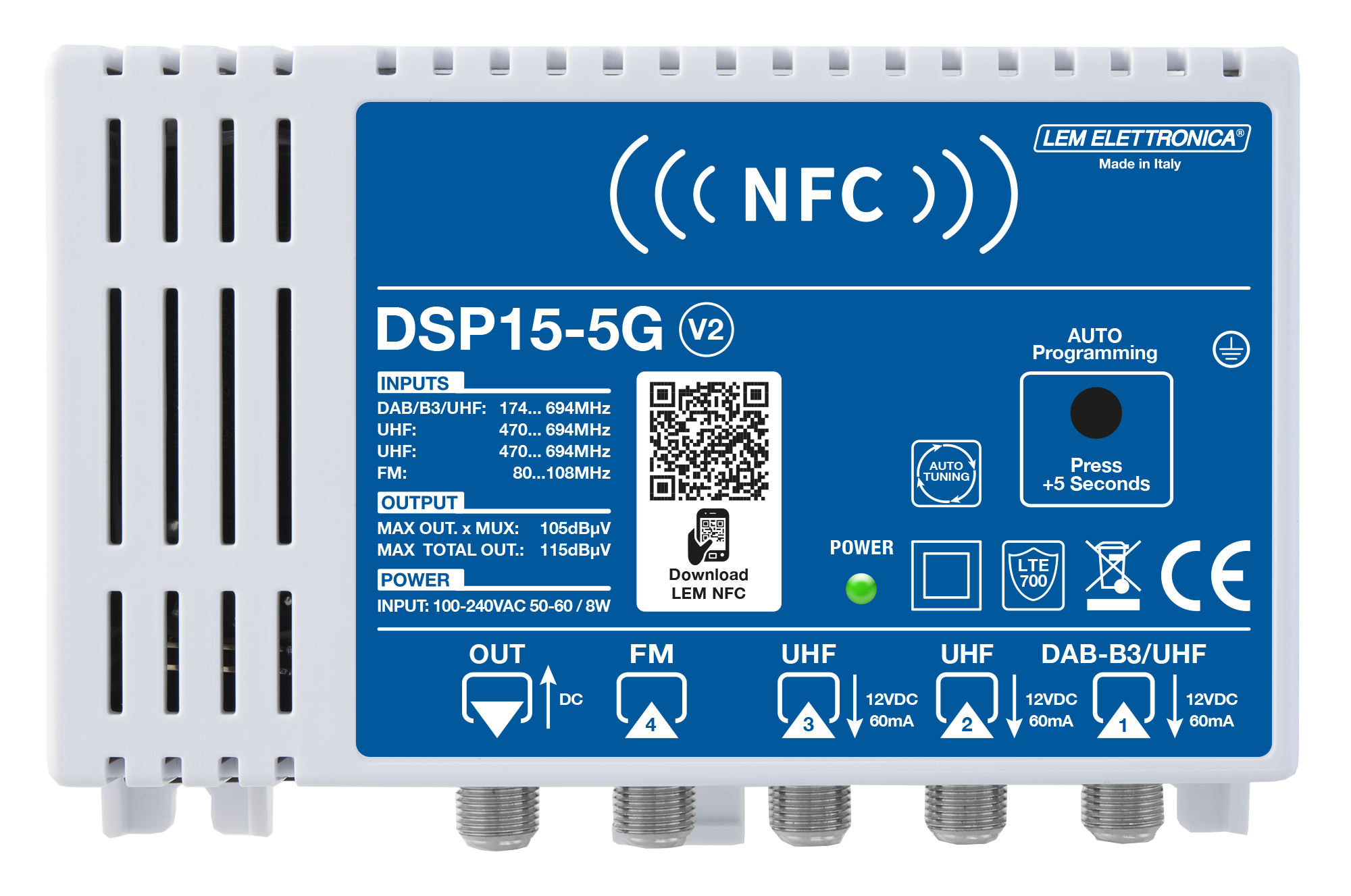 DSP15-5G V2 Ohjelmoitava päävahvistin