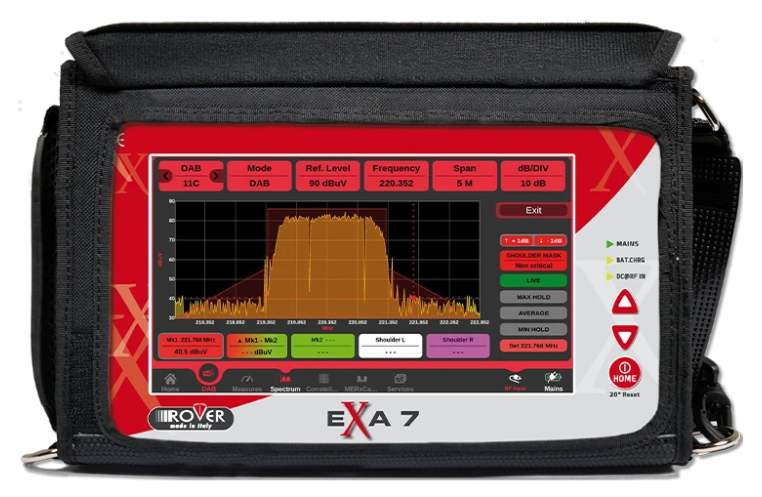 Mittalaite EXA 7 DVB-T/T2/C/S/S2, 7" kosketusnäytöllä