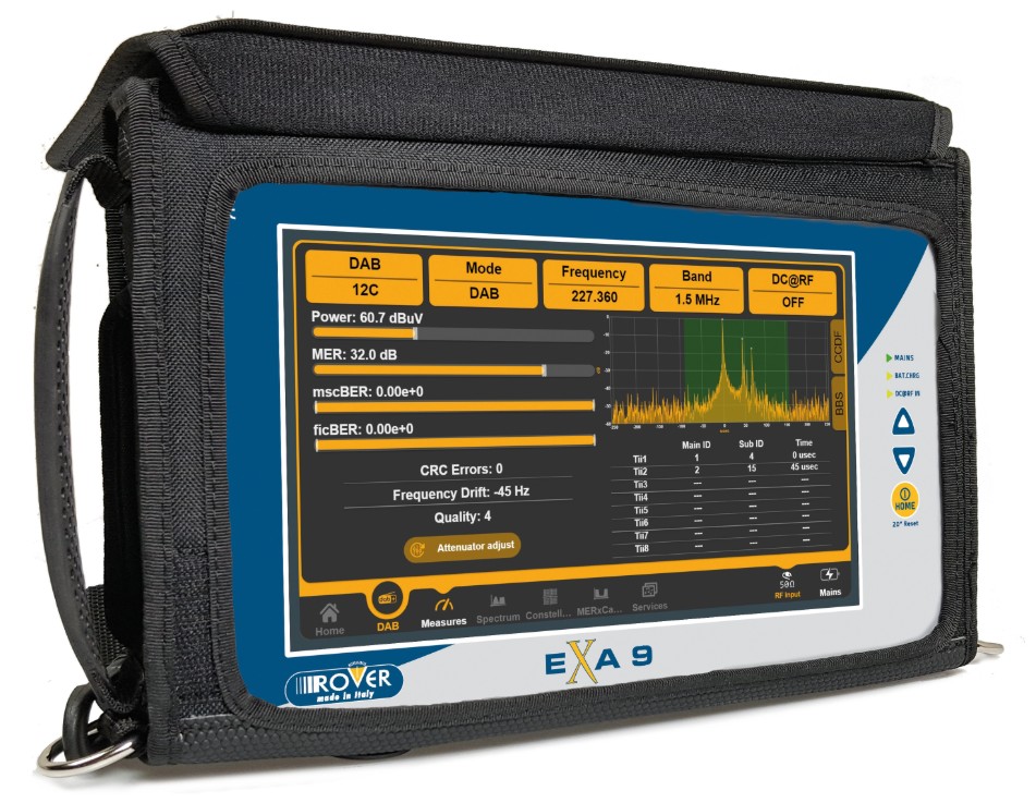 Mittalaite EXA 9 DVB-T/T2/C/S/S2, 9" kosketusnäytöllä